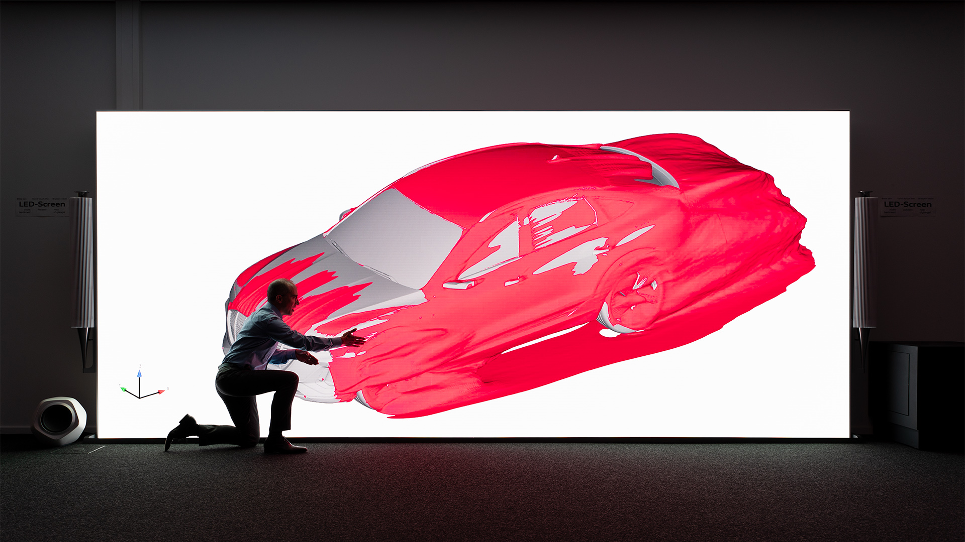A colored visualization of a vehicle’s aerodynamics.
