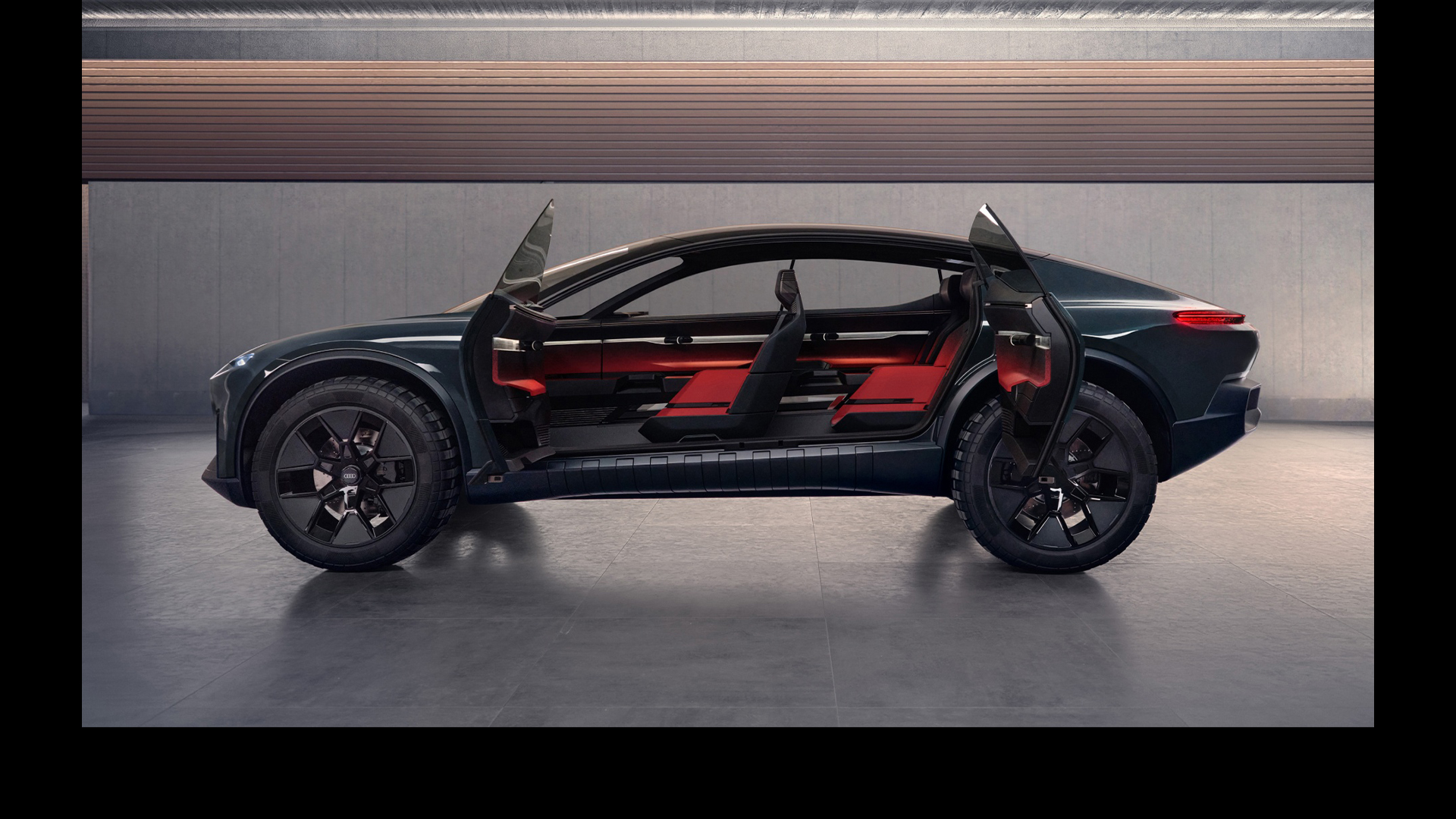 Side view of the Audi activesphere concept with its doors open. 
