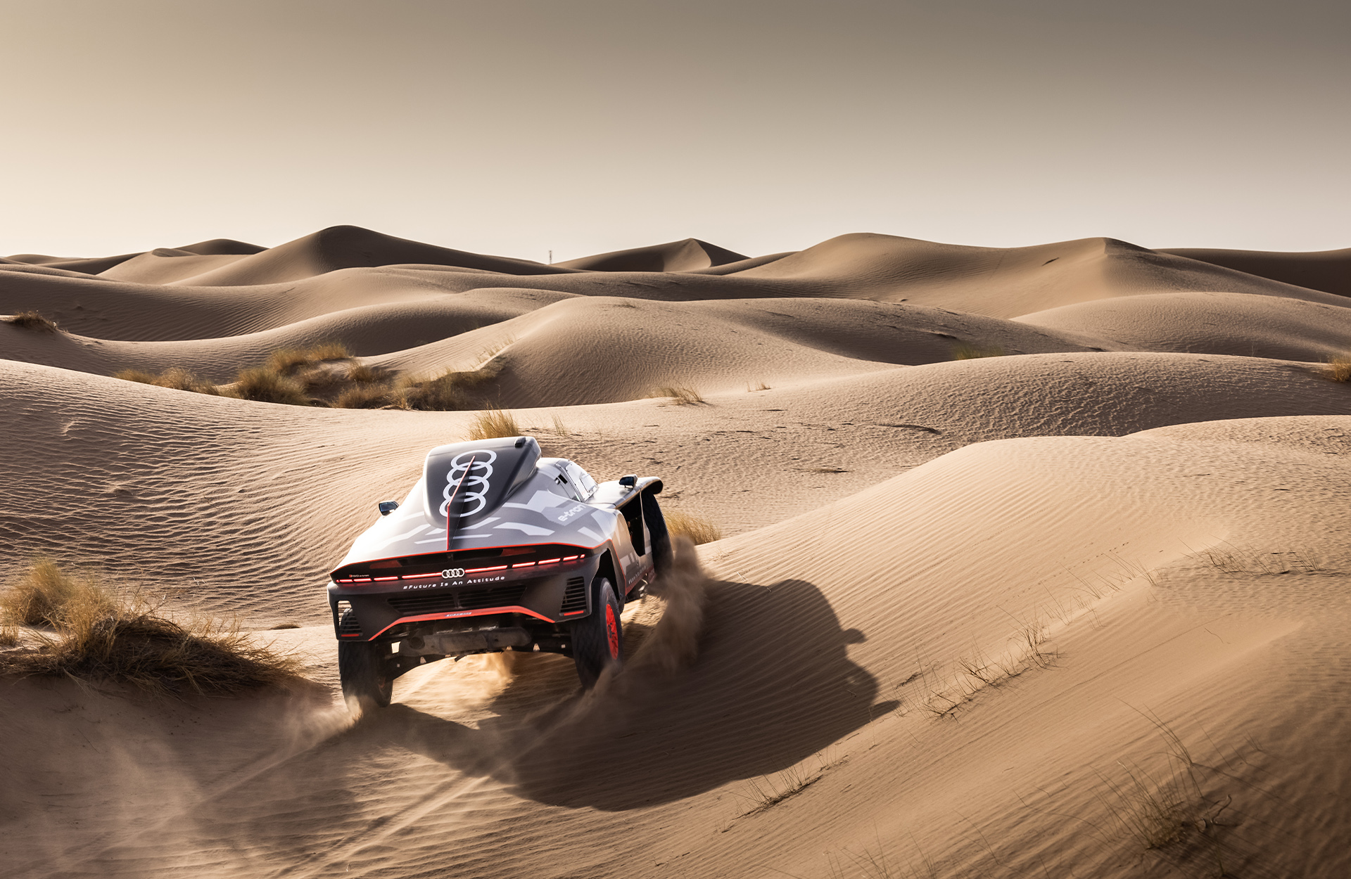 The Audi RS Q e-tron in the desert.